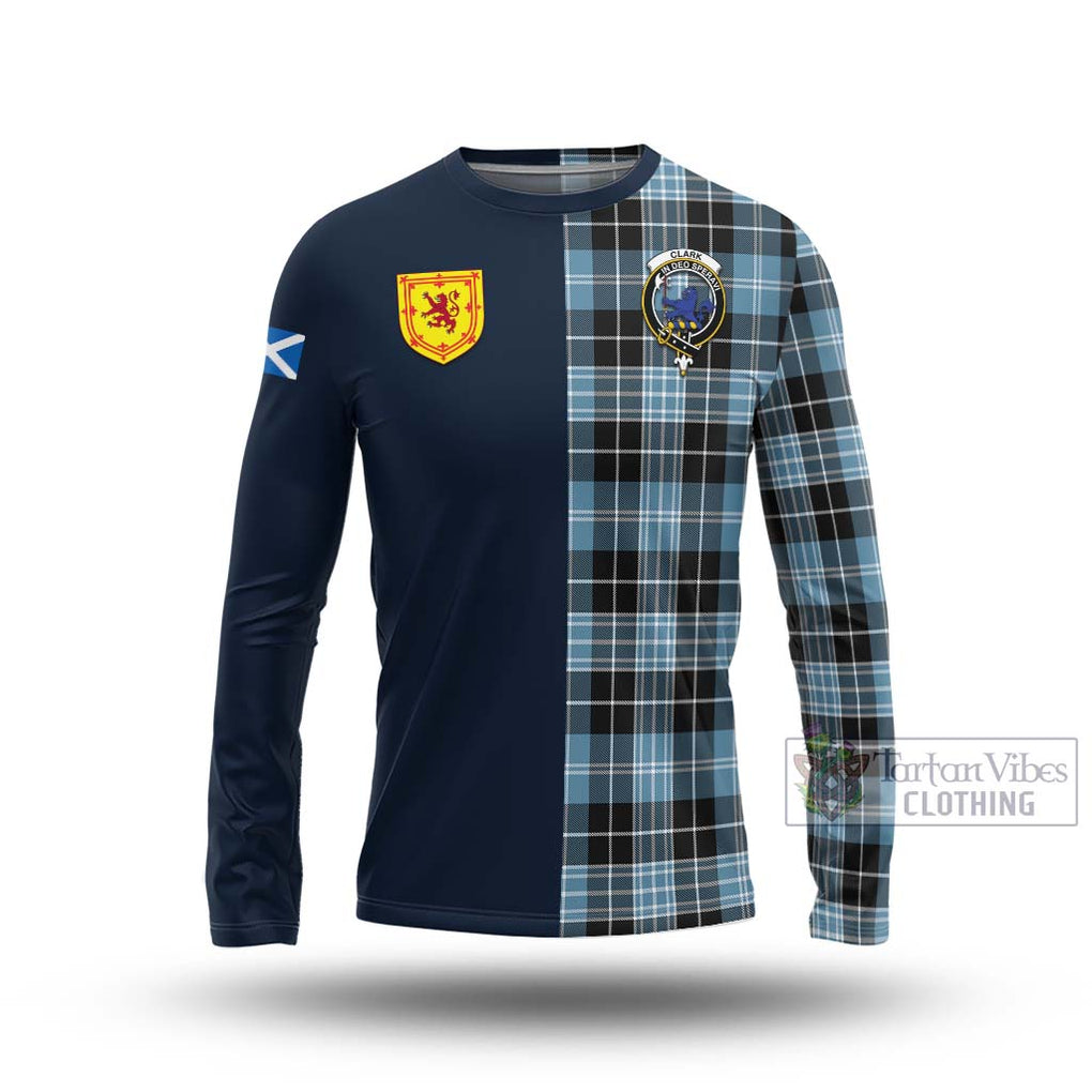 Tartan Vibes Clothing Clark (Lion) Ancient Tartan Long Sleeve T-Shirt with Scottish Lion Royal Arm Half Style