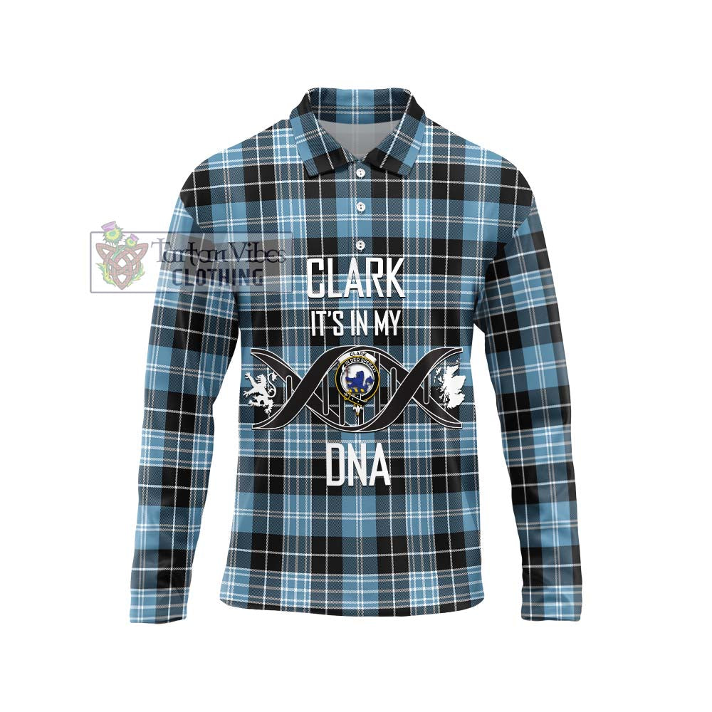 Clark (Lion) Ancient Tartan Long Sleeve Polo Shirt with Family Crest DNA In Me Style Unisex - Tartanvibesclothing Shop