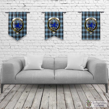 Clark (Lion) Ancient Tartan Gonfalon, Tartan Banner with Family Crest