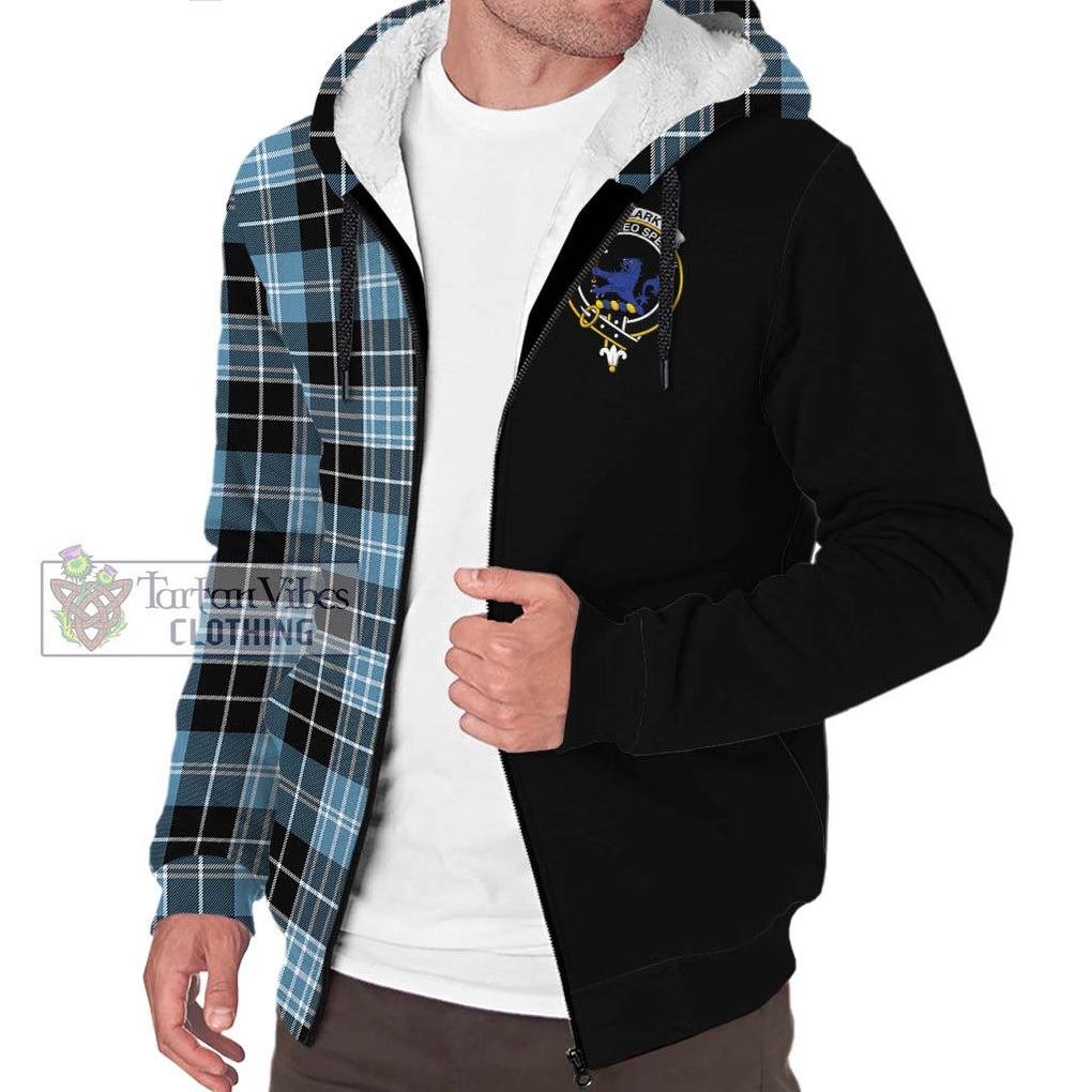 Clark (Lion) Ancient Tartan Sherpa Hoodie with Family Crest and Half Of Me Style Unisex S - Tartanvibesclothing Shop