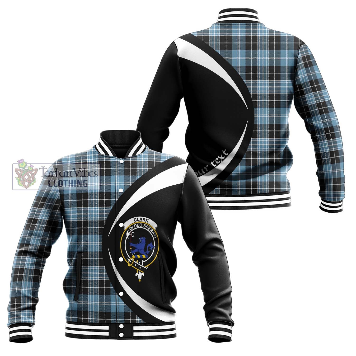 Clark (Lion) Ancient Tartan Baseball Jacket with Family Crest Circle Style Unisex - Tartan Vibes Clothing