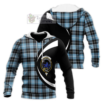 Clark (Lion) Ancient Tartan Knitted Hoodie with Family Crest Circle Style