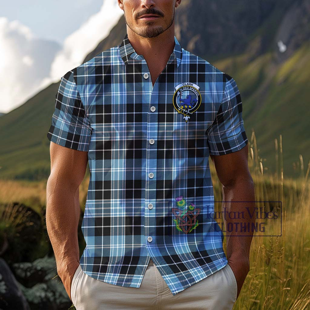 Clark (Lion) Ancient Tartan Cotton Hawaiian Shirt with Family Crest Adult - Tartan Vibes Clothing