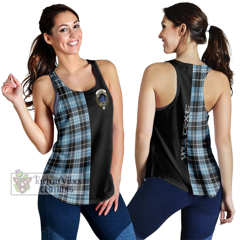 Clark (Lion) Ancient Tartan Women's Racerback Tanks with Family Crest and Half Of Me Style 4XL - Tartanvibesclothing Shop