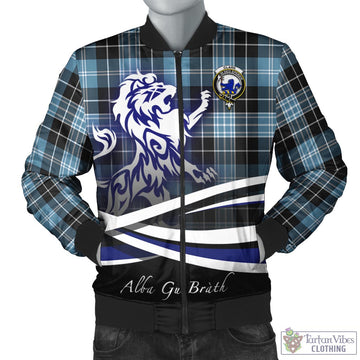 Clark (Lion) Ancient Tartan Bomber Jacket with Alba Gu Brath Regal Lion Emblem