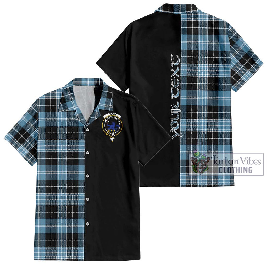 Clark (Lion) Ancient Tartan Short Sleeve Button Shirt with Family Crest and Half Of Me Style Kid - Tartanvibesclothing Shop