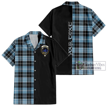 Clark (Lion) Ancient Tartan Short Sleeve Button Shirt with Family Crest and Half Of Me Style