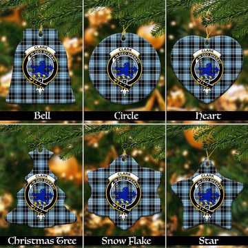 Clark (Lion) Ancient Tartan Christmas Ceramic Ornaments with Family Crest