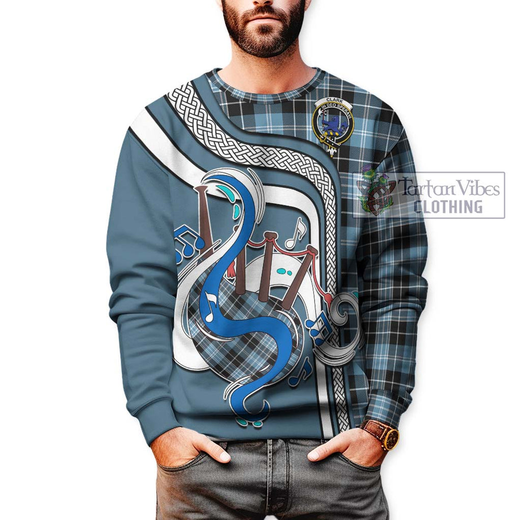 Clark (Lion) Ancient Tartan Sweatshirt with Epic Bagpipe Style Unisex - Tartanvibesclothing Shop