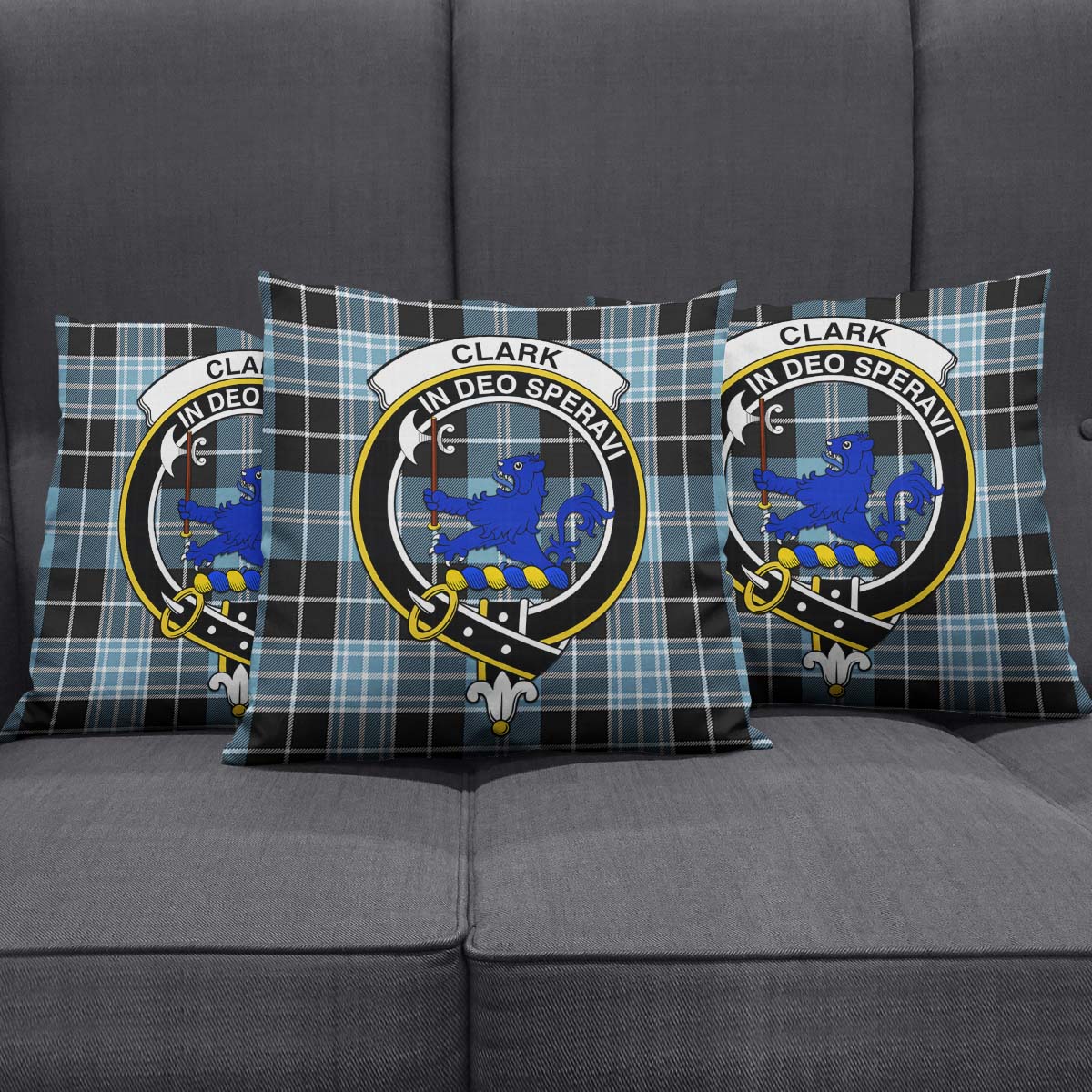 Clark (Lion) Ancient Tartan Pillow Cover with Family Crest Square Pillow Cover - Tartanvibesclothing