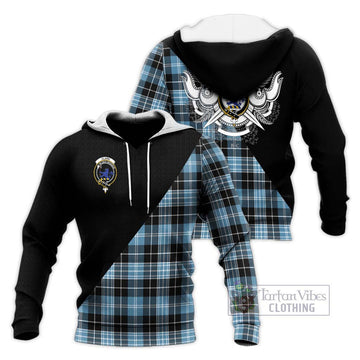 Clark (Lion) Ancient Tartan Knitted Hoodie with Family Crest and Military Logo Style