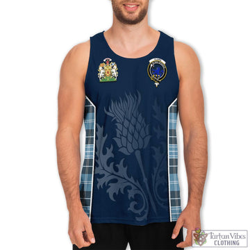 Clark (Lion) Ancient Tartan Men's Tanks Top with Family Crest and Scottish Thistle Vibes Sport Style