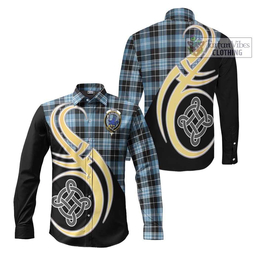 Clark (Lion) Ancient Tartan Long Sleeve Button Shirt with Family Crest and Celtic Symbol Style Men's Shirt S - Tartan Vibes Clothing