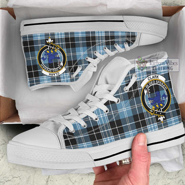 Clark (Lion) Ancient Tartan High Top Shoes with Family Crest