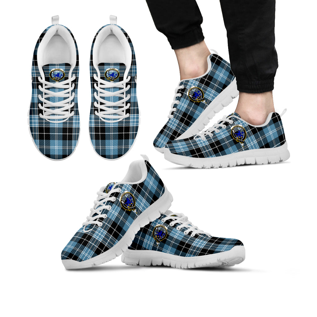 Clark (Lion) Ancient Tartan Sneakers with Family Crest Kid's Sneakers - Tartan Vibes Clothing