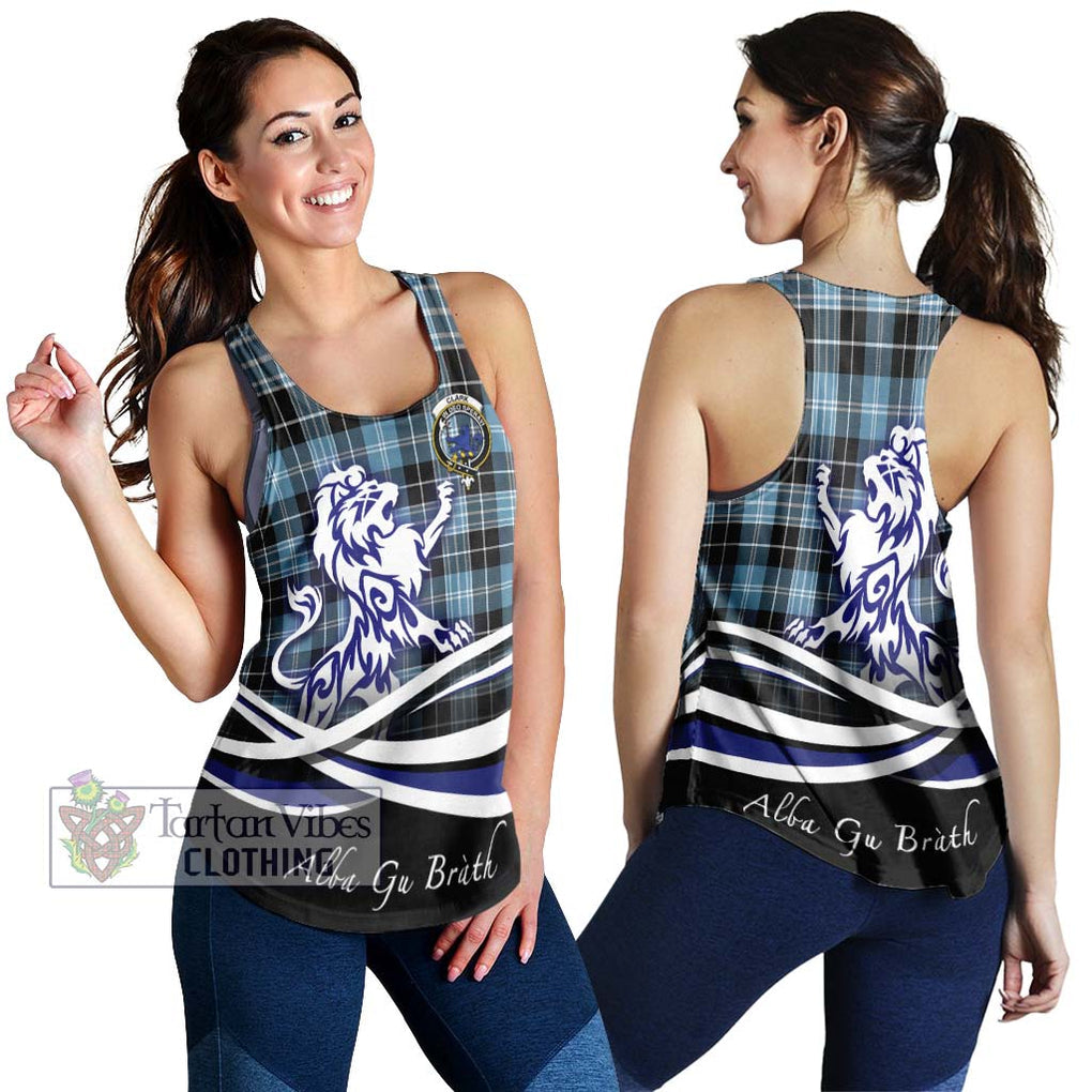 Clark (Lion) Ancient Tartan Women's Racerback Tanks with Alba Gu Brath Regal Lion Emblem 4XL - Tartanvibesclothing Shop