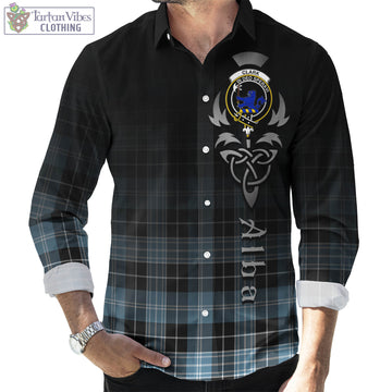 Clark (Lion) Ancient Tartan Long Sleeve Button Up Featuring Alba Gu Brath Family Crest Celtic Inspired