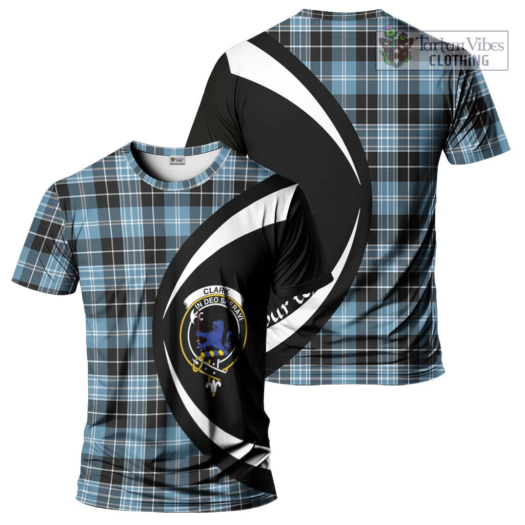 Tartan Vibes Clothing Clark (Lion) Ancient Tartan T-Shirt with Family Crest Circle Style