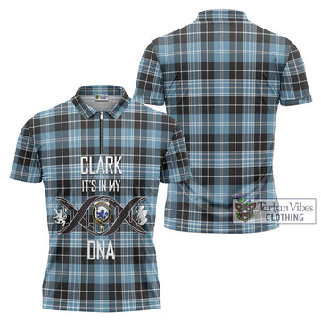 Clark (Lion) Ancient Tartan Zipper Polo Shirt with Family Crest DNA In Me Style