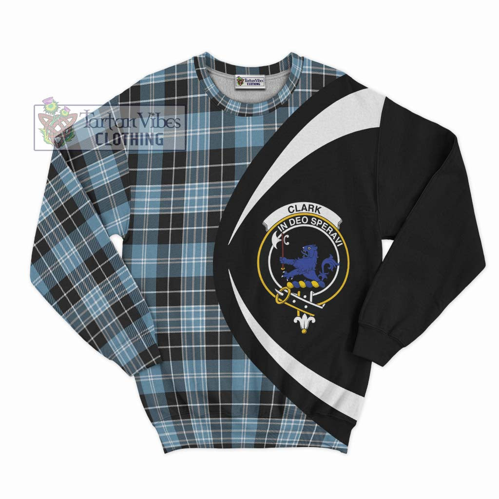 Clark (Lion) Ancient Tartan Sweatshirt with Family Crest Circle Style Unisex - Tartan Vibes Clothing