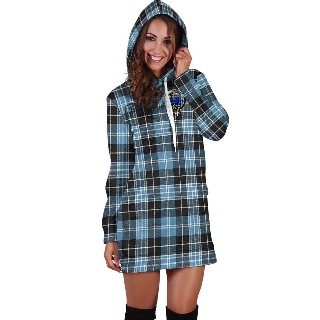 Clark (Lion) Ancient Tartan Hoodie Dress with Family Crest - Tartan Vibes Clothing