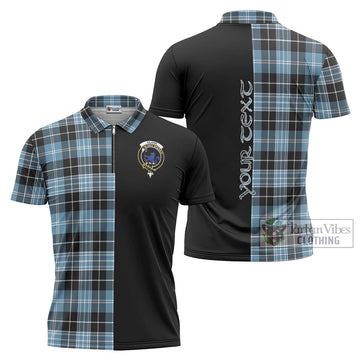 Clark (Lion) Ancient Tartan Zipper Polo Shirt with Family Crest and Half Of Me Style