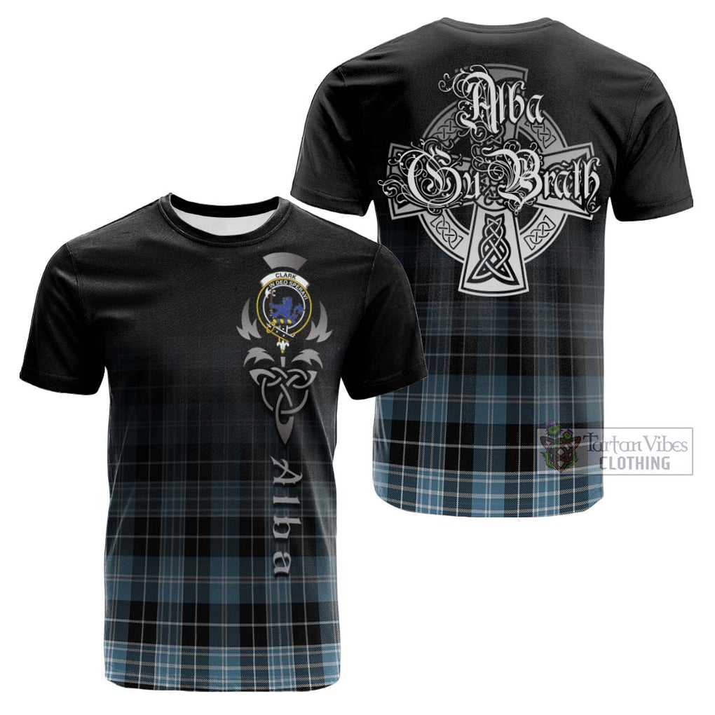 Tartan Vibes Clothing Clark (Lion) Ancient Tartan Cotton T-shirt Featuring Alba Gu Brath Family Crest Celtic Inspired