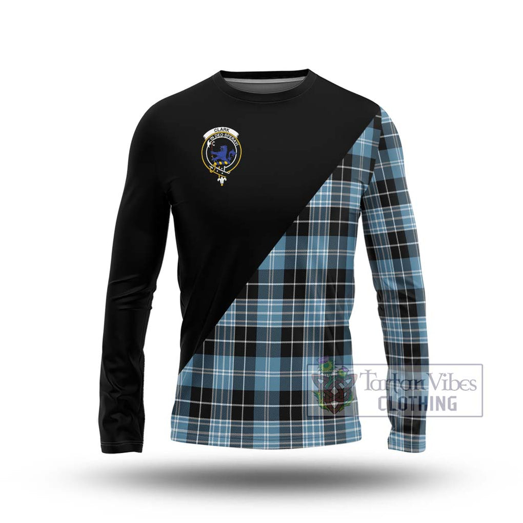 Clark (Lion) Ancient Tartan Long Sleeve T-Shirt with Family Crest and Military Logo Style Unisex - Tartanvibesclothing Shop