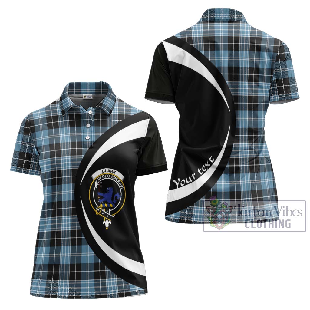 Clark (Lion) Ancient Tartan Women's Polo Shirt with Family Crest Circle Style Women - Tartan Vibes Clothing