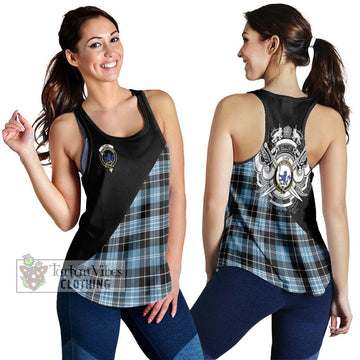 Clark (Lion) Ancient Tartan Women's Racerback Tanks with Family Crest and Military Logo Style