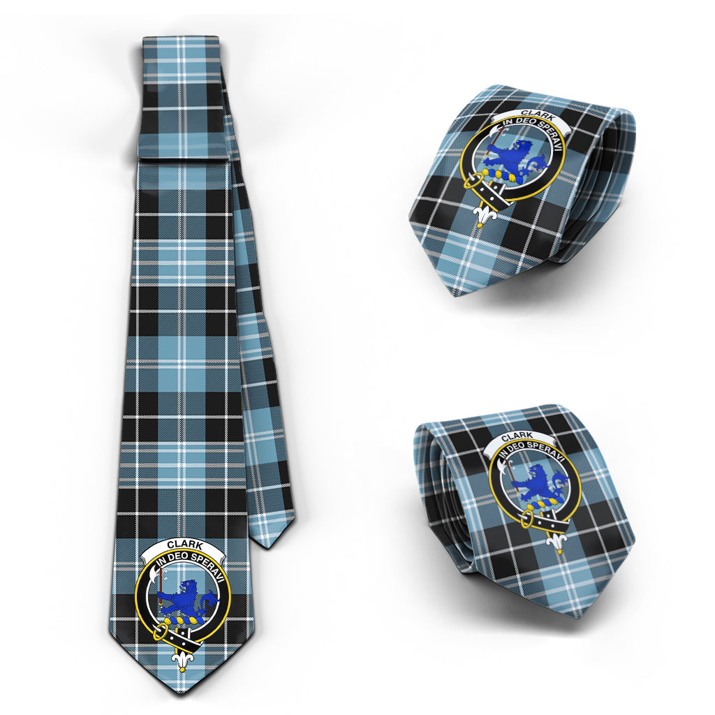 Clark (Lion) Ancient Tartan Classic Necktie with Family Crest Necktie One Size - Tartan Vibes Clothing