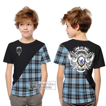 Clark (Lion) Ancient Tartan Kid T-Shirt with Family Crest and Military Logo Style