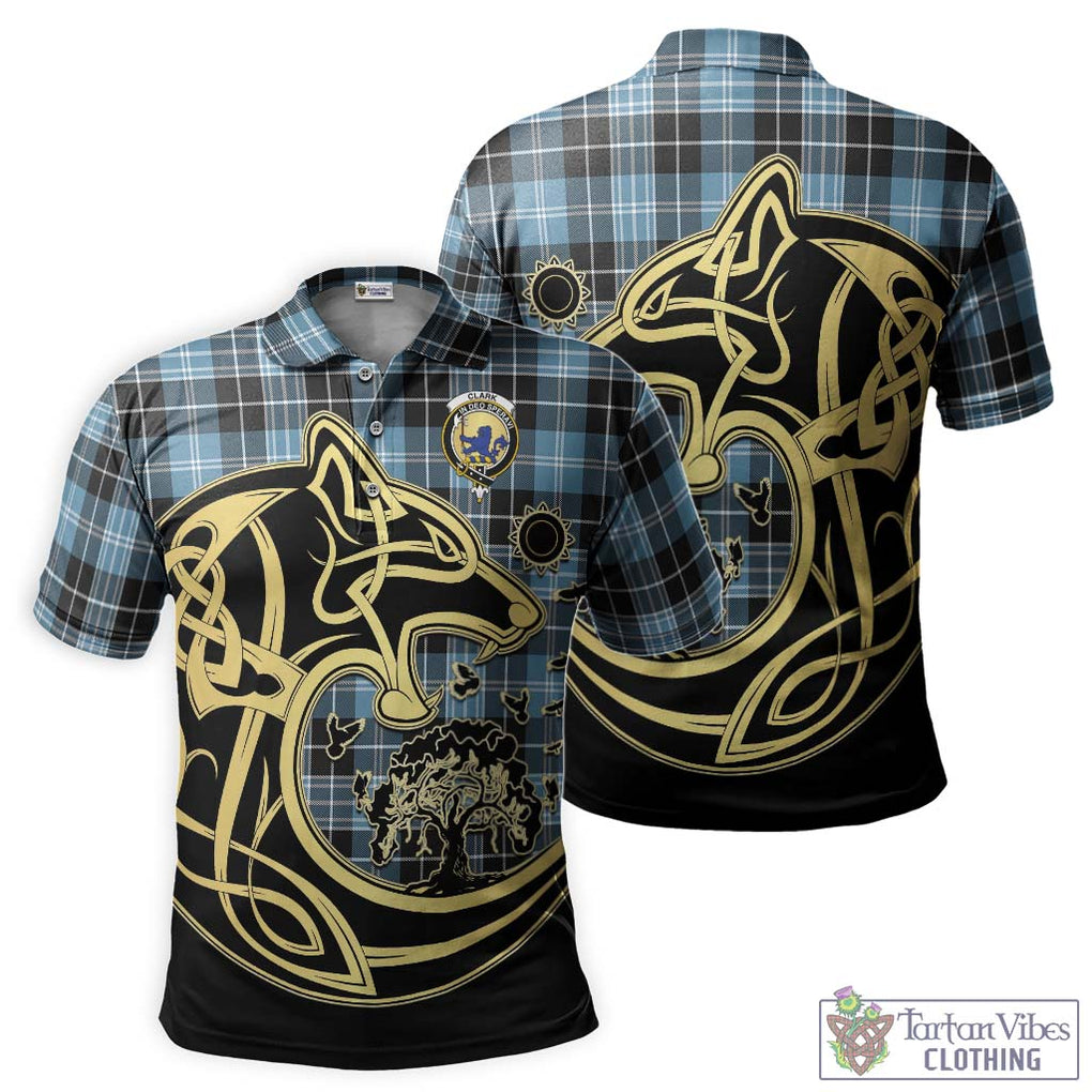 Clark (Lion) Ancient Tartan Polo Shirt with Family Crest Celtic Wolf Style Kid - Tartanvibesclothing Shop