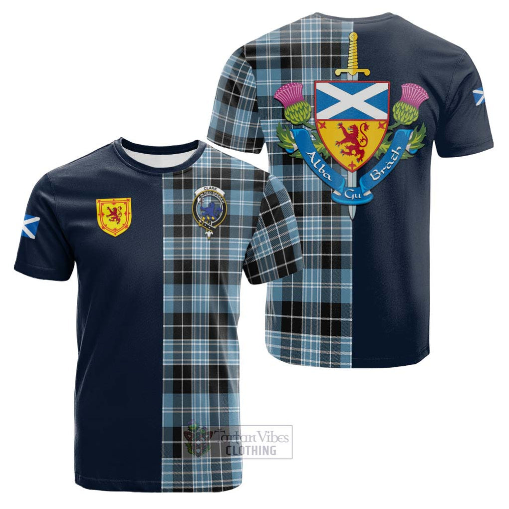 Tartan Vibes Clothing Clark (Lion) Ancient Tartan Cotton T-shirt with Scottish Lion Royal Arm Half Style