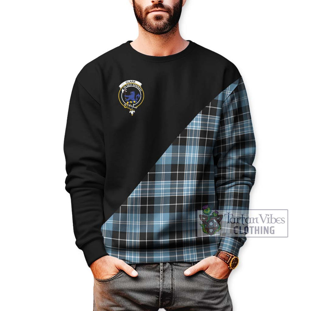 Clark (Lion) Ancient Tartan Sweatshirt with Family Crest and Military Logo Style Unisex - Tartanvibesclothing Shop