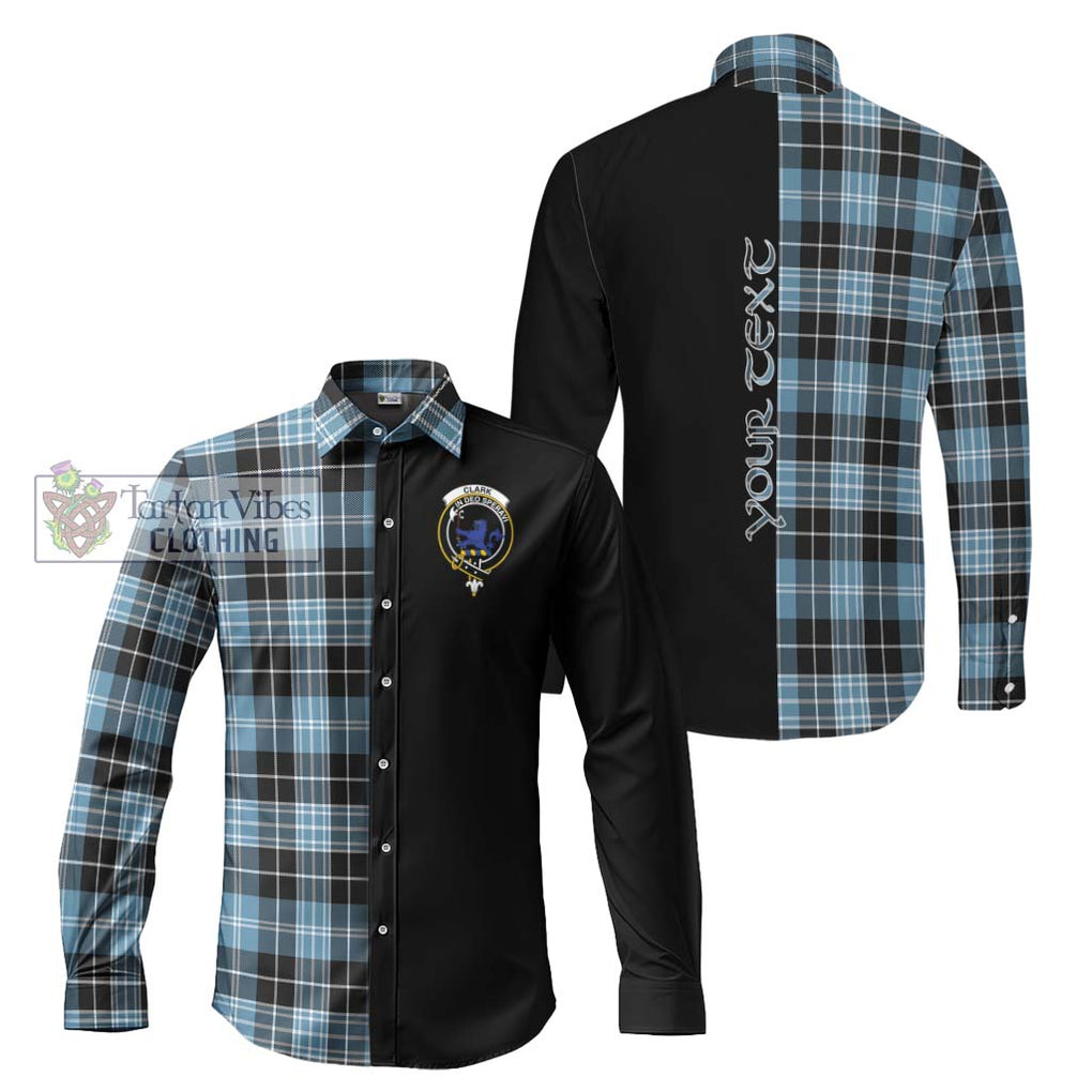 Clark (Lion) Ancient Tartan Long Sleeve Button Shirt with Family Crest and Half Of Me Style Men's Shirt S - Tartanvibesclothing Shop