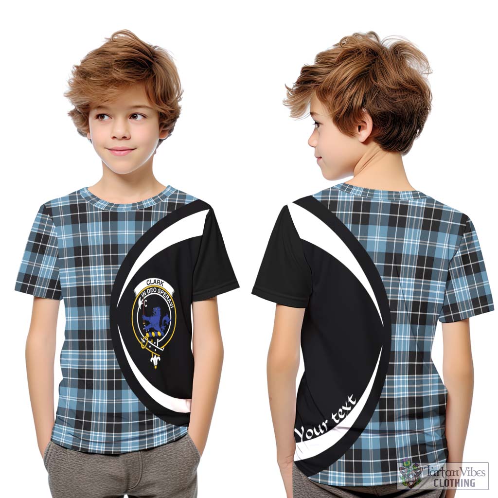 Clark (Lion) Ancient Tartan Kid T-Shirt with Family Crest Circle Style Youth XL Size14 - Tartan Vibes Clothing