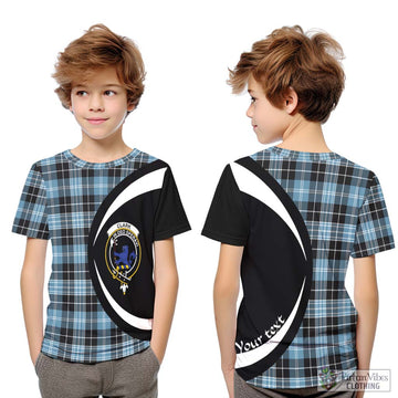 Clark (Lion) Ancient Tartan Kid T-Shirt with Family Crest Circle Style