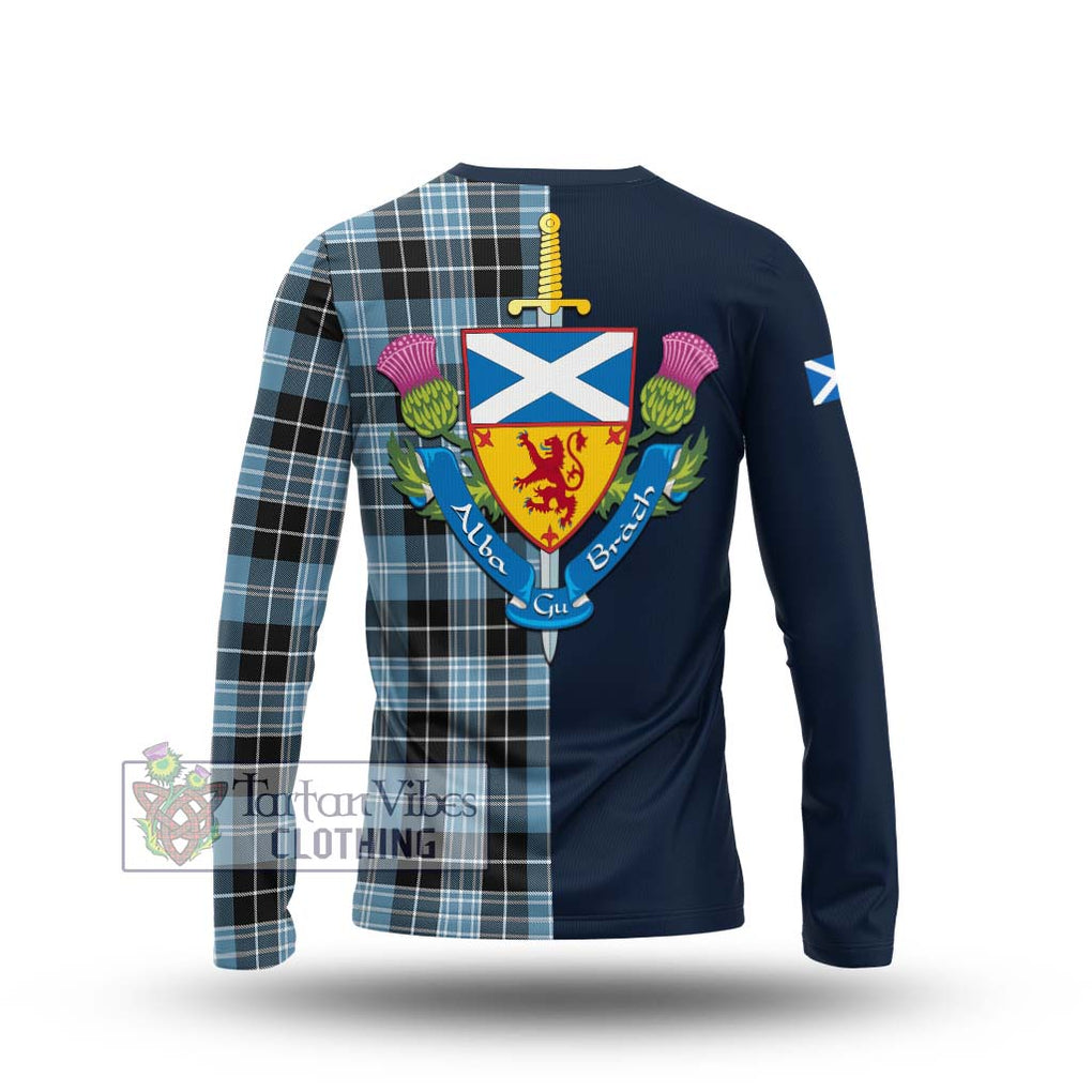 Tartan Vibes Clothing Clark (Lion) Ancient Tartan Long Sleeve T-Shirt with Scottish Lion Royal Arm Half Style