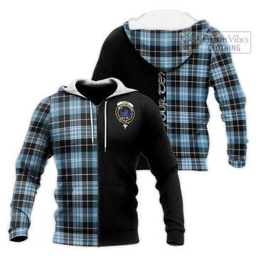 Clark (Lion) Ancient Tartan Knitted Hoodie with Family Crest and Half Of Me Style