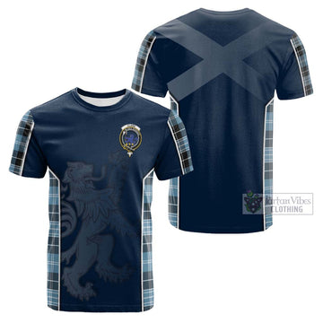 Clark (Lion) Ancient Tartan Cotton T-shirt with Family Crest and Lion Rampant Vibes Sport Style