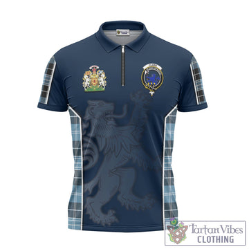 Clark (Lion) Ancient Tartan Zipper Polo Shirt with Family Crest and Lion Rampant Vibes Sport Style