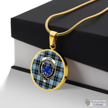 Clark (Lion) Ancient Tartan Circle Necklace with Family Crest