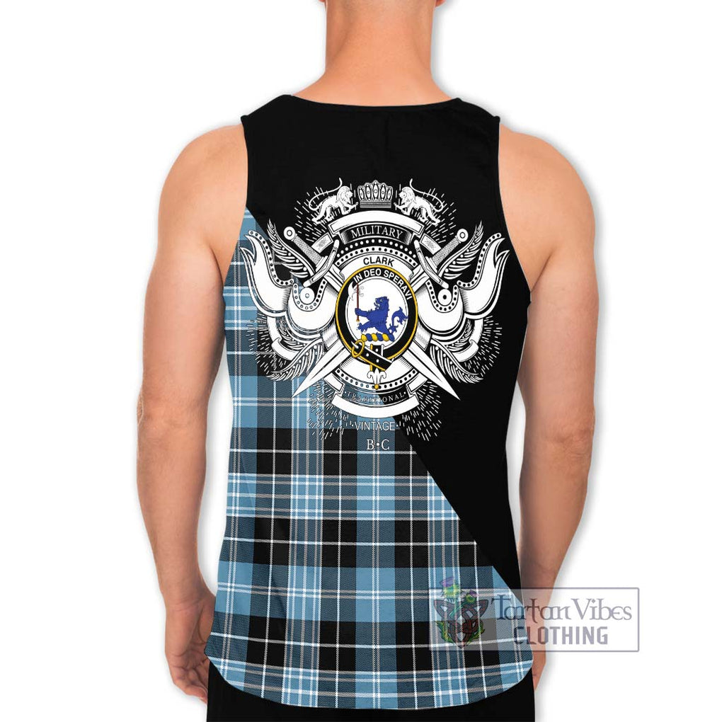 Clark (Lion) Ancient Tartan Men's Tank Top with Family Crest and Military Logo Style - Tartanvibesclothing Shop