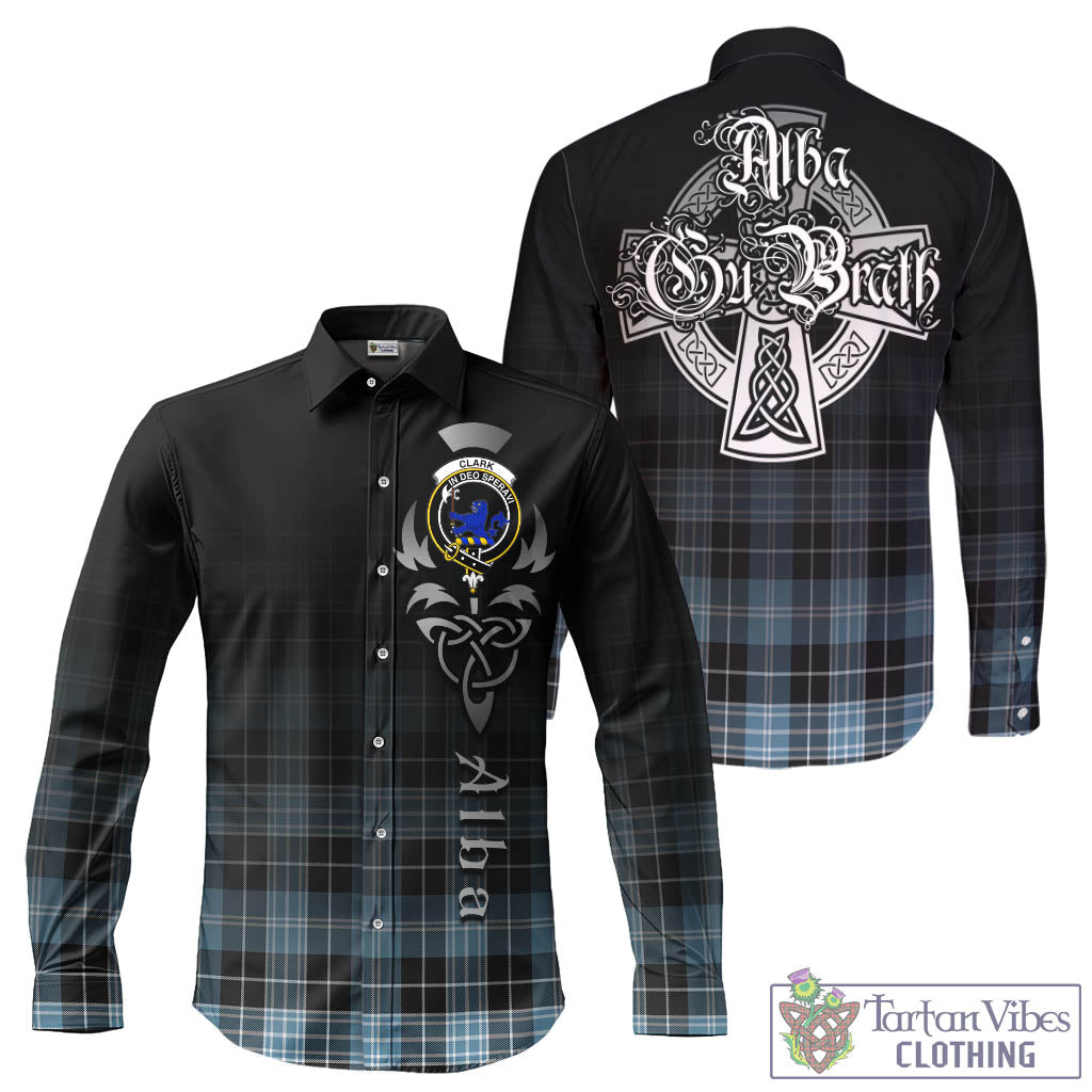 Tartan Vibes Clothing Clark (Lion) Ancient Tartan Long Sleeve Button Up Featuring Alba Gu Brath Family Crest Celtic Inspired