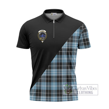 Clark (Lion) Ancient Tartan Zipper Polo Shirt with Family Crest and Military Logo Style