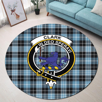 Clark (Lion) Ancient Tartan Round Rug with Family Crest