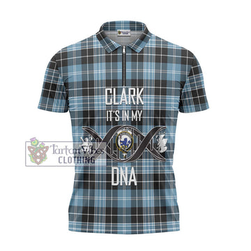 Clark (Lion) Ancient Tartan Zipper Polo Shirt with Family Crest DNA In Me Style