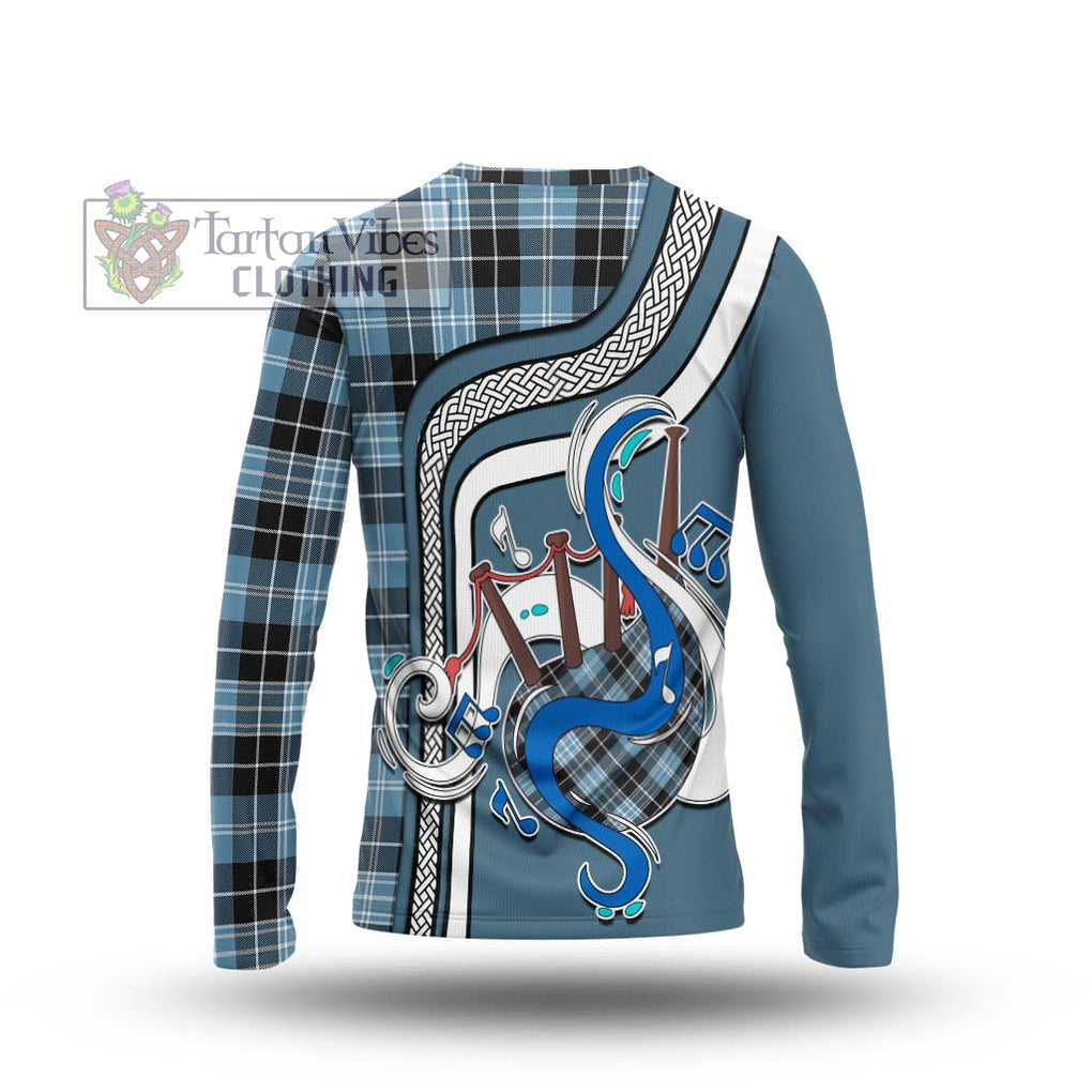 Tartan Vibes Clothing Clark (Lion) Ancient Tartan Long Sleeve T-Shirt with Epic Bagpipe Style