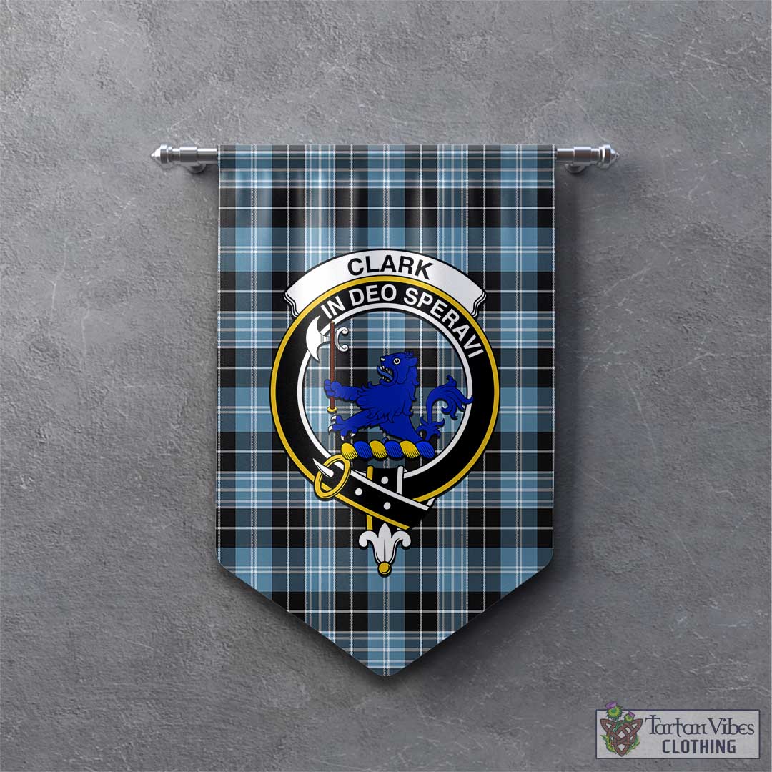 Tartan Vibes Clothing Clark (Lion) Ancient Tartan Gonfalon, Tartan Banner with Family Crest